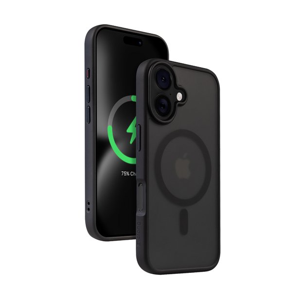 Crong Hybrid Frost MAG dangtelis – dėklas su MagSafe, skirtas iPhone 16 (juodas) 1
