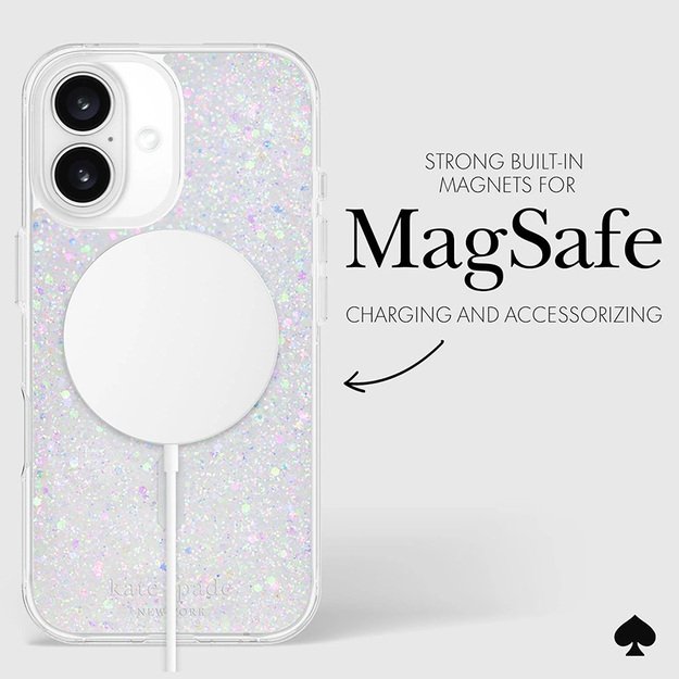 Kate Spade New York Protective MagSafe – dėklas, skirtas iPhone 16 (Chunky Glitter) 21