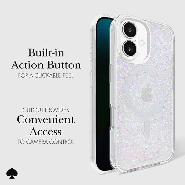 Kate Spade New York Protective MagSafe – dėklas, skirtas iPhone 16 (Chunky Glitter) 22