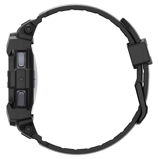 Spigen Rugged Armor Pro – dirželis + dėklas, skirtas Samsung Galaxy Watch 7 44 mm (matinė juoda)