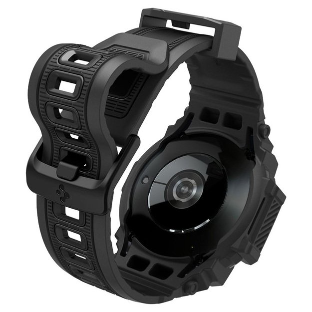 Spigen Rugged Armor Pro – dirželis + dėklas, skirtas Samsung Galaxy Watch 7 44 mm (matinė juoda)