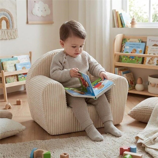 New Baby cream corduroy children&rsquo;s armchair