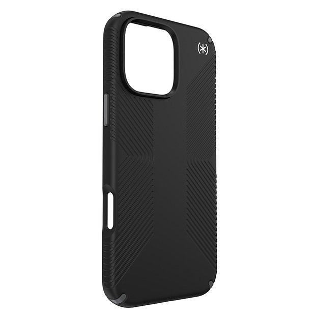 Speck Presidio2 Grip – dėklas, skirtas iPhone 16 Pro Max (juodas / šiferio pilkas / baltas)