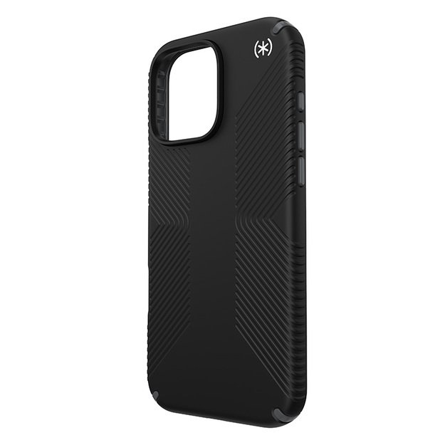 Speck Presidio2 Grip – dėklas, skirtas iPhone 16 Pro Max (juodas / šiferio pilkas / baltas)