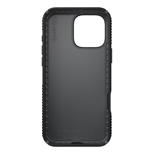 Speck Presidio2 Grip – dėklas, skirtas iPhone 16 Pro Max (juodas / šiferio pilkas / baltas)