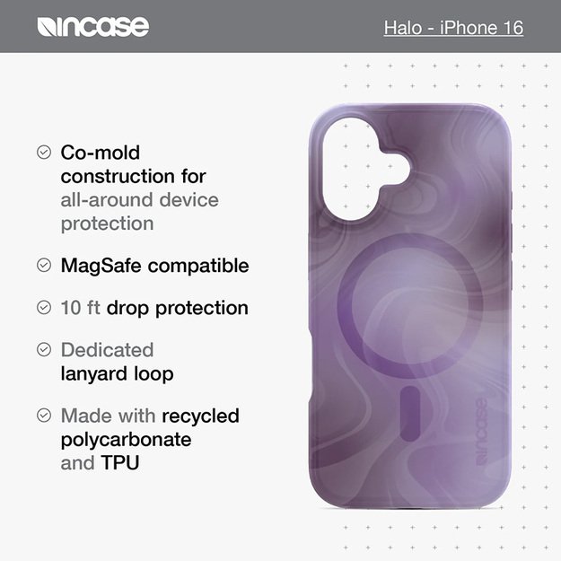 Incase Halo Case MagSafe – dėklas iPhone 16 (Oil Slick Lilac)