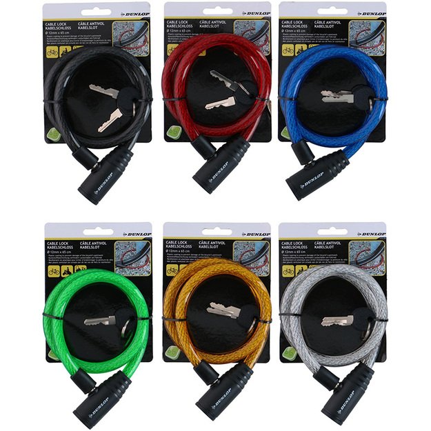 Dunlop - Keyed spiral bicycle lock 65 cm (white)