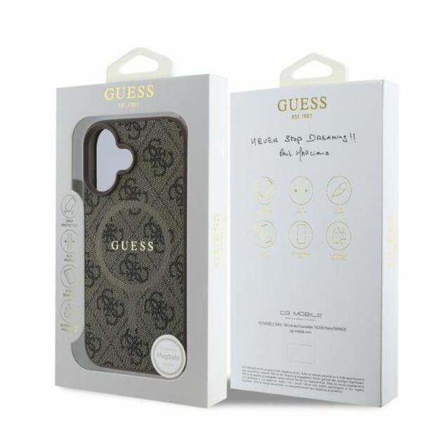 Guess 4G Ring Classic Logo MagSafe - Case iPhone 16 (brown)