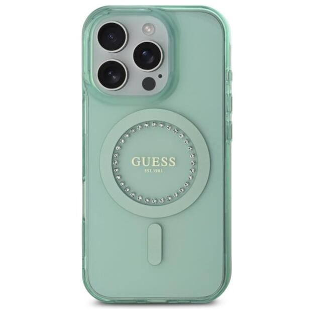 Guess IML Rhinestones MagSafe - Case for iPhone 16 Pro Max (Green)