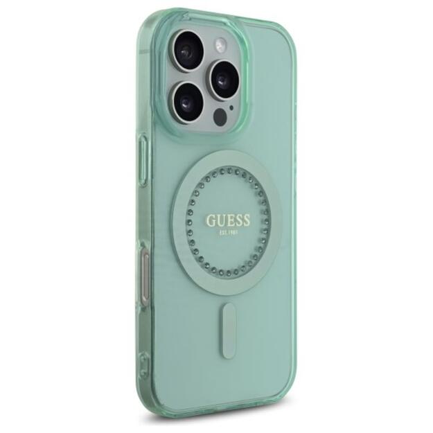 Guess IML Rhinestones MagSafe - Case for iPhone 16 Pro Max (Green)