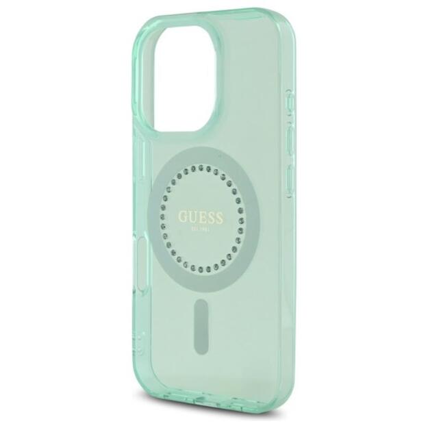 Guess IML Rhinestones MagSafe - Case for iPhone 16 Pro Max (Green)