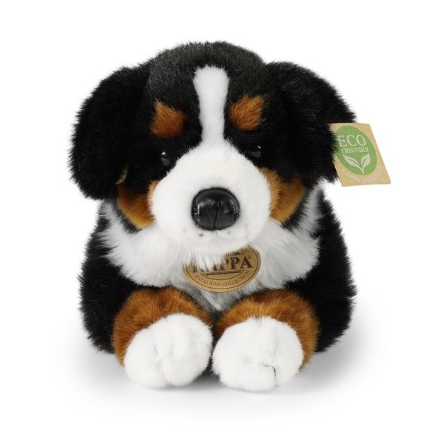 Rappa - Plush realistic Bernese Mountain Dog mascot lying 34 cm Eco-Friendly