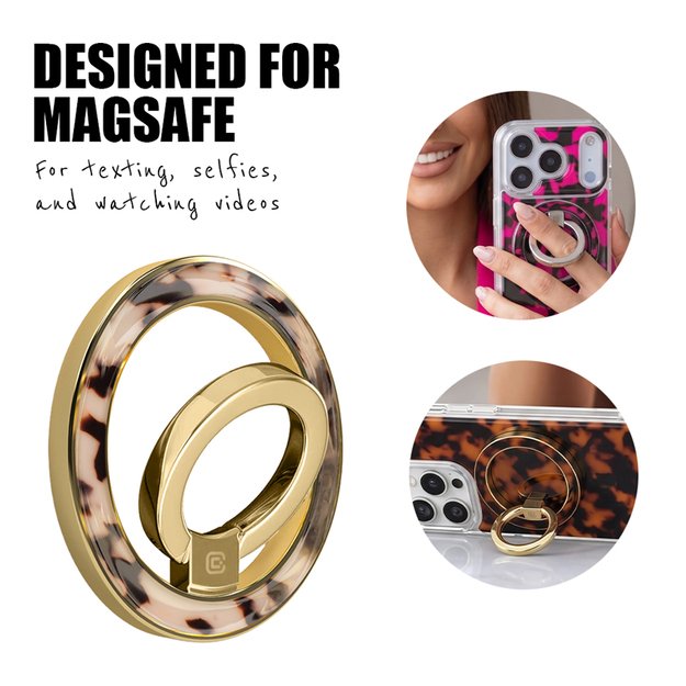 Crong Deluxe RING Holder - MagSafe Magnetic Phone Holder (Blonde Tortoise)