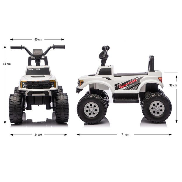 Ford F-150 Raptor Milly Mally Electric Ride-On Car white