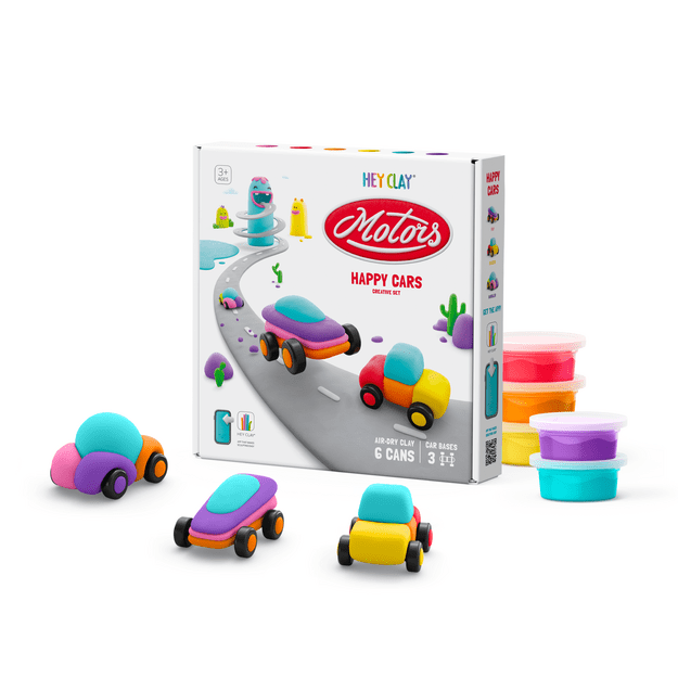 HEY CLAY Modeling Clay Happy Cars with Wheels