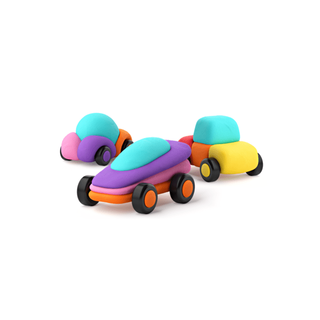 HEY CLAY Modeling Clay Happy Cars with Wheels
