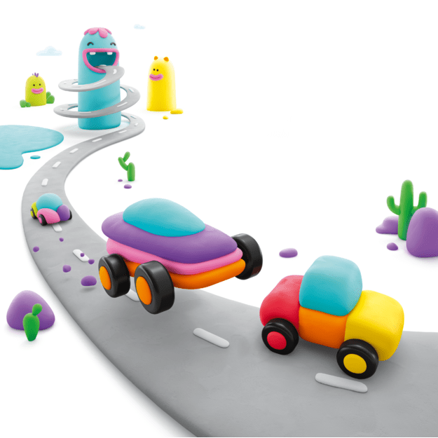 HEY CLAY Modeling Clay Happy Cars with Wheels