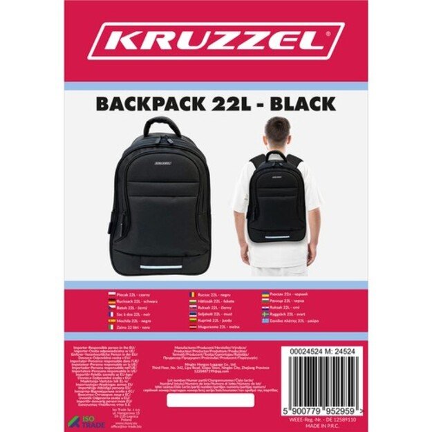 Kuprinė 22L - juoda Kruzzel 24524