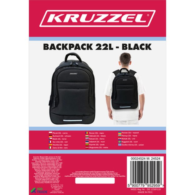 Kuprinė 22L - juoda Kruzzel 24524