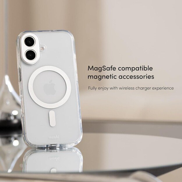 Moshi iGlaze MagSafe – dėklas, skirtas iPhone 16 Pro (Luna Silver)