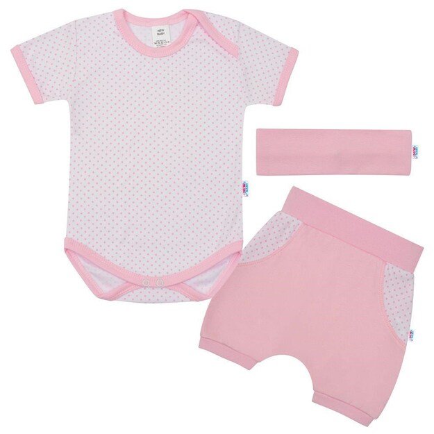 3 dalių vasarinės medvilnės rinkinys New Baby Perfect Summer Light Pink, 92 (18-24m), 92 (18-24m) dydis