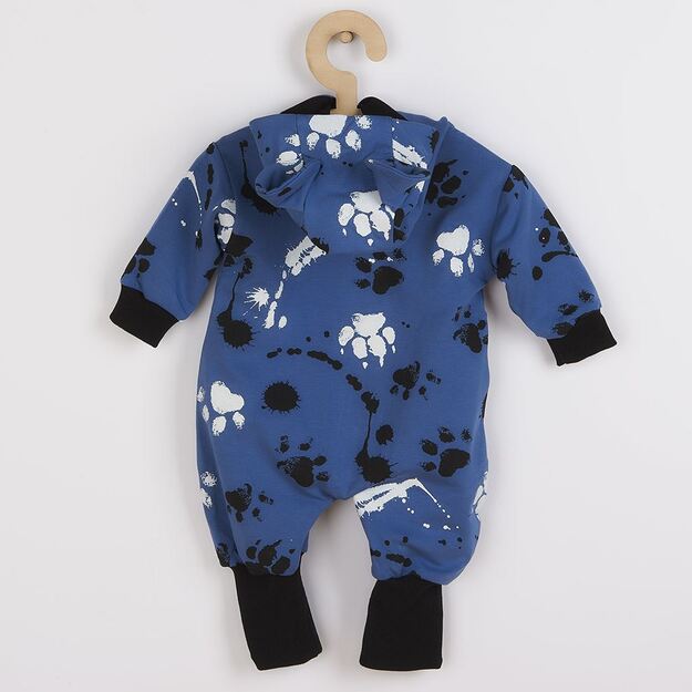 Kūdikių medvilninis kombinezonas su gobtuvu ir ausytėmis New Baby paw blue, 86 (12-18m), 86 (12-18m) dydis