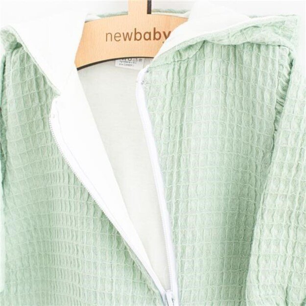 Baby Muslin kombinezonas su gobtuvu New Baby Comfort drabužiai sage, dydis 74 (6-9m), 74 (6-9m)