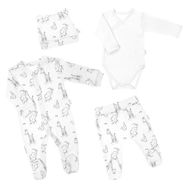 Motinystės kūdikio rinkinys Nicol Baby Animals White, 68 (4-6m)