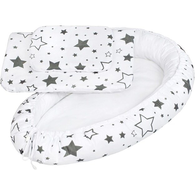Prabangus kūdikio lizdas su antklodėmis New Baby stars pilka