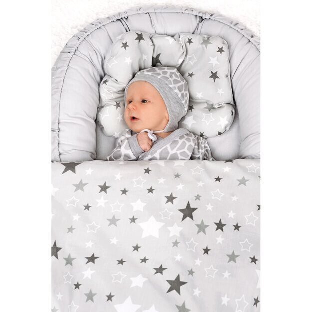 Prabangus kūdikio lizdas su antklodėmis New Baby stars pilka