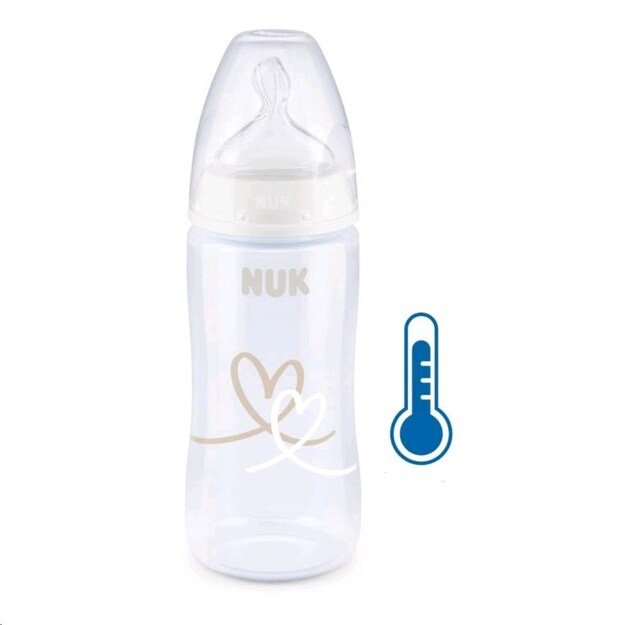 NUK FC+Temperature Control Baby Bottle 300 ml BOX-Flow Control žindukas baltas