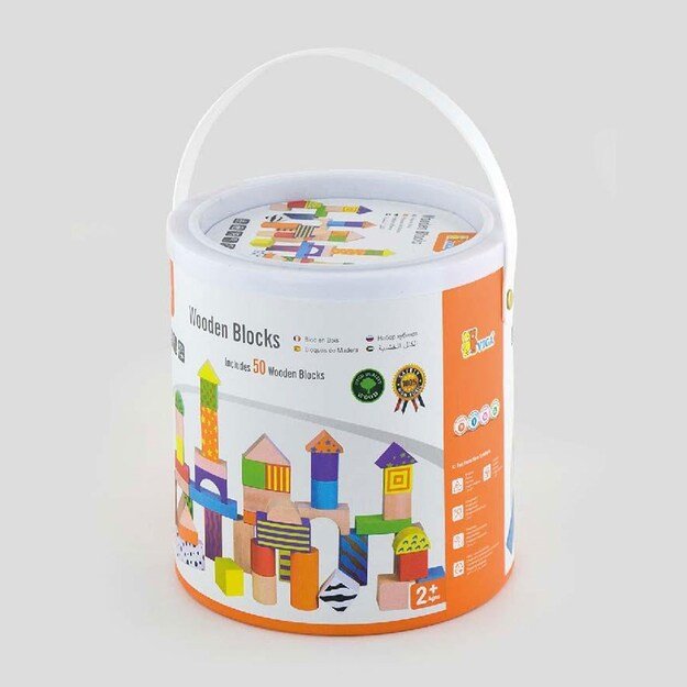Medinės kaladėlės vaikams Viga Colorful 50 vnt