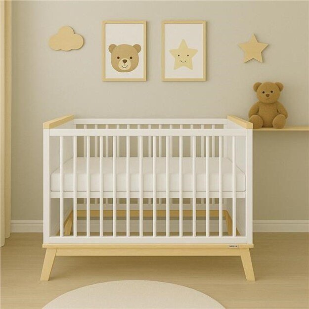 Naujas Baby MARCUS 120x60 cm baltas/natūralus