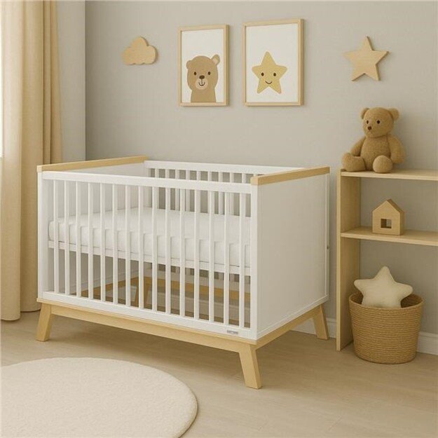 Naujas Baby MARCUS 120x60 cm baltas/natūralus