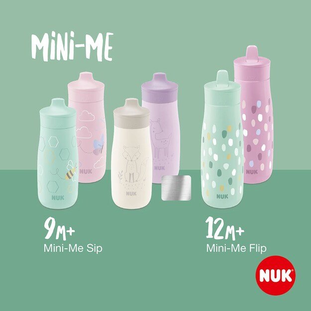 NUK Mini-Me Flip 2-in-1 Baby Bottle, 450 ml žalia