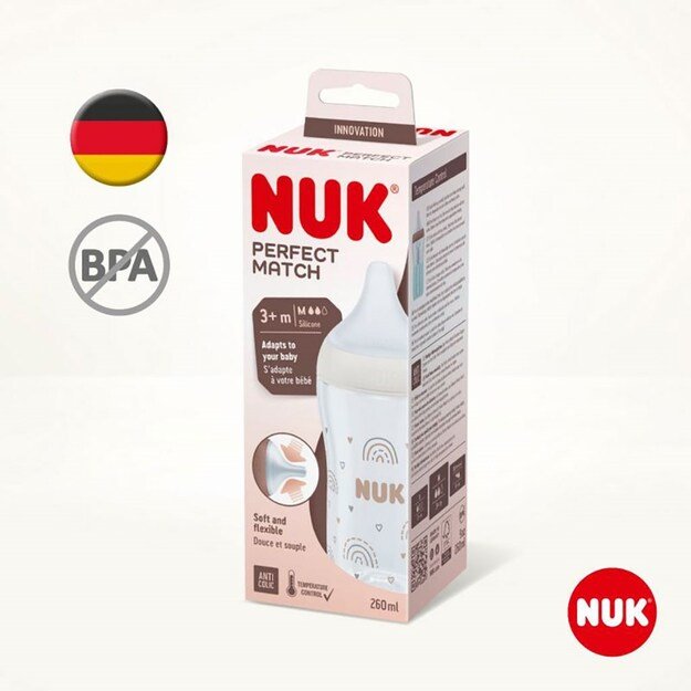 NUK Perfect Match Temperature Control Baby Bottle 260 ml rudas