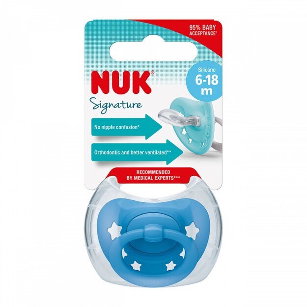 NUK Signature 6-18 m žvaigždutė, dydis 6-18 m mėlyna, 6-18 m