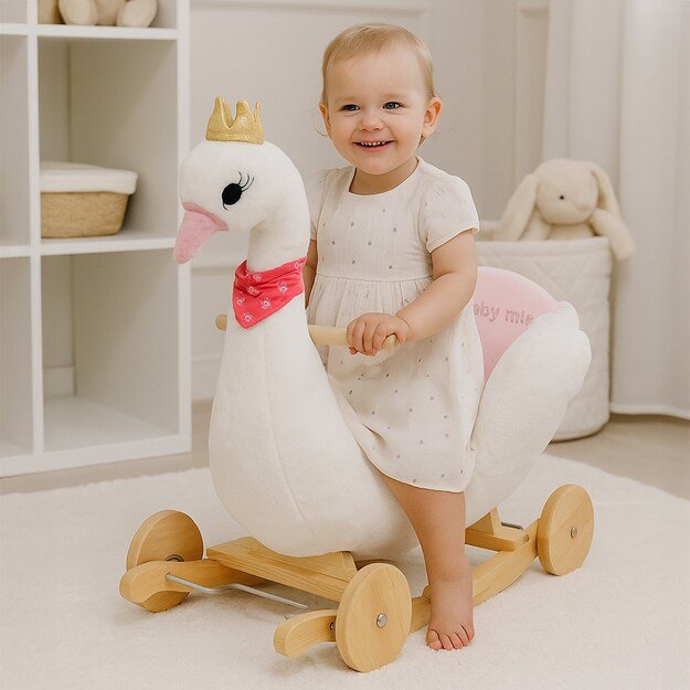 Supamas žaislas su ratukais ir melodija Baby Mix Swan, balta