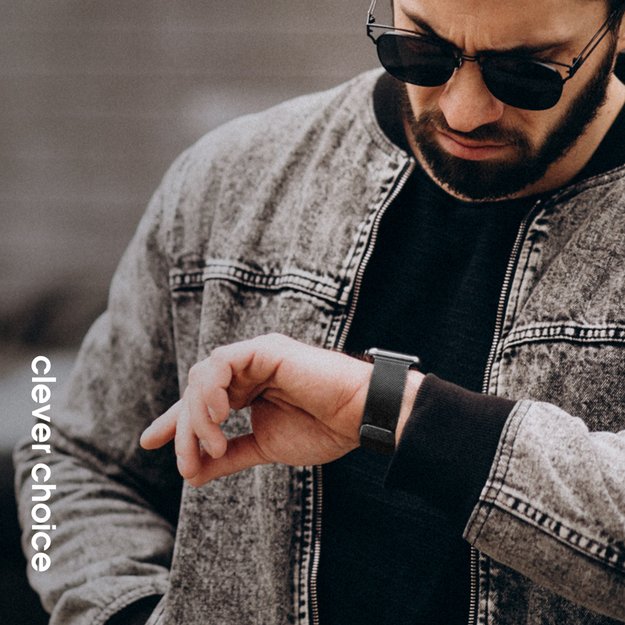 Crong Milano Steel – nerūdijančio plieno dirželis, skirtas Apple Watch 44/45/46/49 mm (grafitas) 11