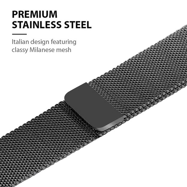 Crong Milano Steel – nerūdijančio plieno dirželis, skirtas Apple Watch 44/45/46/49 mm (grafitas)