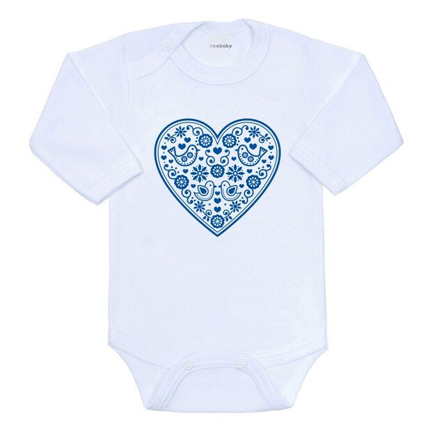 Kūdikių kombinezonas su raštu New Baby Folk Pattern Blue Heart, 68 (4-6m)