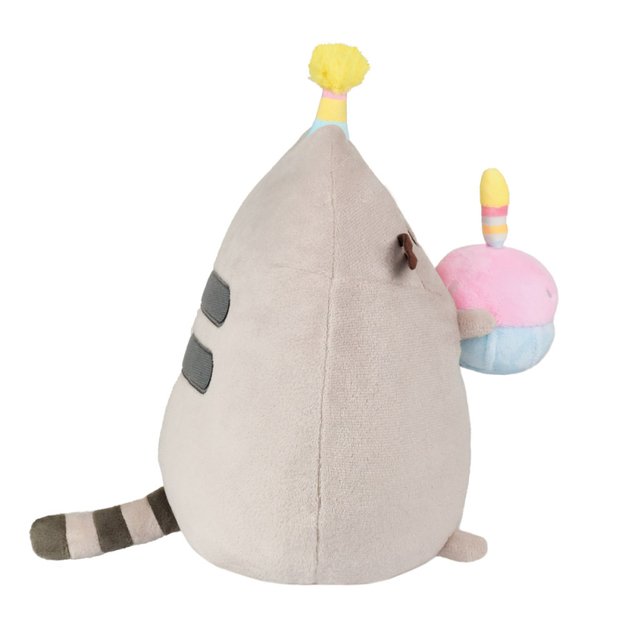 Pusheen - pliušinis talismanas su gimtadienio kepure ir tortu 24 cm 3