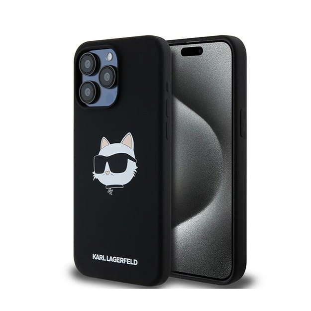 Karl Lagerfeld Silicone Choupette Head MagSafe – iPhone 15 Pro dėklas (juodas)