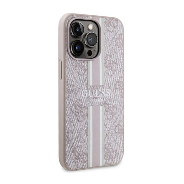 Guess 4G Printed Stripes MagSafe – dėklas, skirtas iPhone 13 Pro (rožinis)