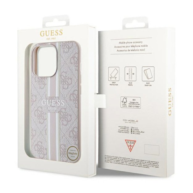 Guess 4G Printed Stripes MagSafe – dėklas, skirtas iPhone 13 Pro (rožinis)