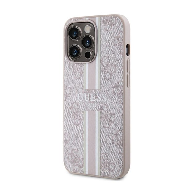 Guess 4G Printed Stripes MagSafe – dėklas, skirtas iPhone 13 Pro (rožinis)