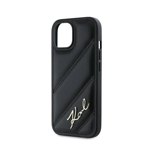 Karl Lagerfeld Diagonal Quilted Script – dėklas, skirtas iPhone 15/14/13 (juodas)