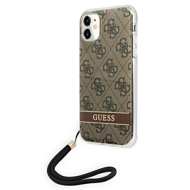 „Guess“ 4G spausdinimo laidas – „iPhone 11“ dangtelis (rudas)