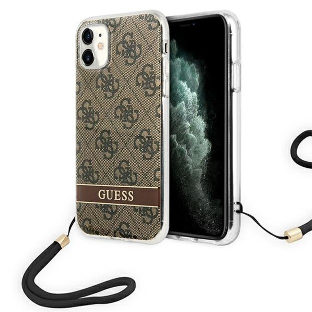 „Guess“ 4G spausdinimo laidas – „iPhone 11“ dangtelis (rudas)