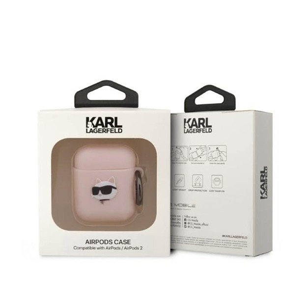 Karl Lagerfeld Silicone NFT Choupette Head 3D – AirPods 1/2 gen dėklas (rožinis) 6